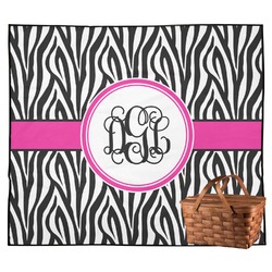 Zebra Print Outdoor Picnic Blanket (Personalized)