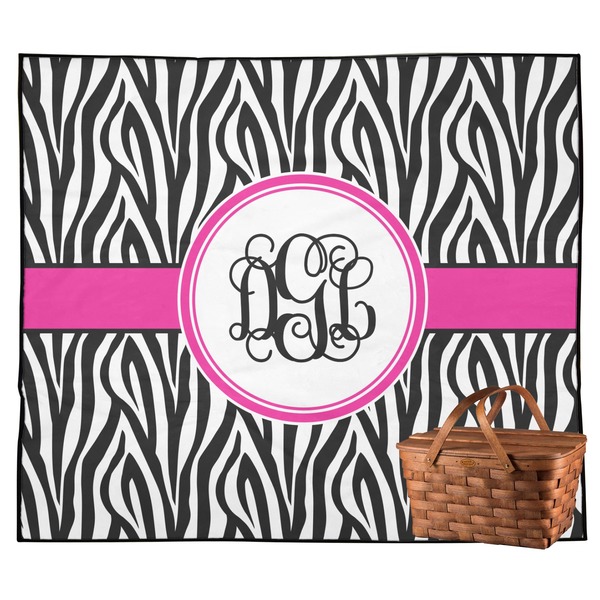 Custom Zebra Print Outdoor Picnic Blanket (Personalized)