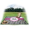 Zebra Print Picnic Blanket - with Basket Hat and Book - in Use