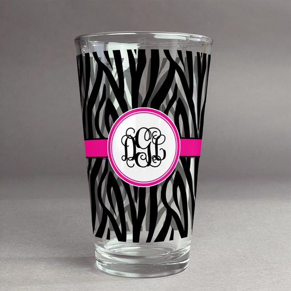 Custom Zebra Print Pint Glass - Full Print (Personalized)