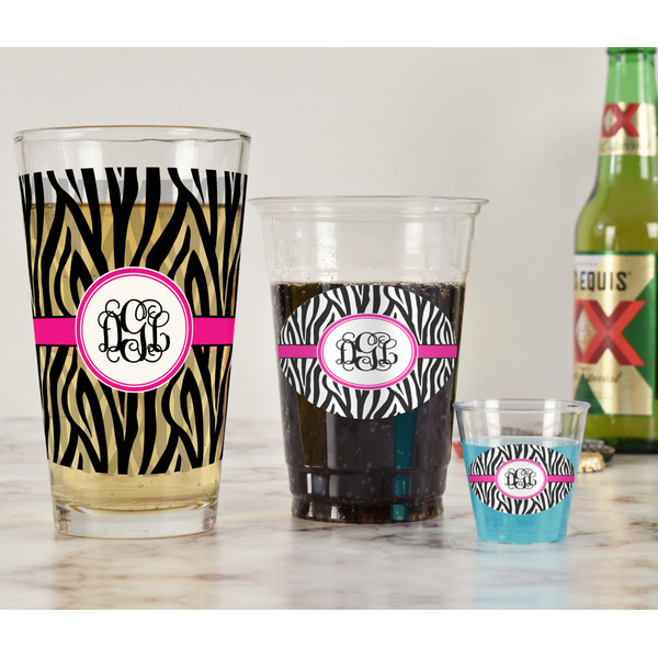 Zebra Print Pint Glass - Full Fill w Transparency - In Context