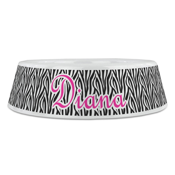 Zebra Print Plastic Pet Bowls - Large - FRONT