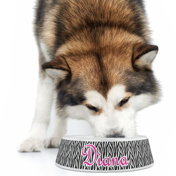 Zebra Print Plastic Pet Bowls - Large - LIFESTYLE