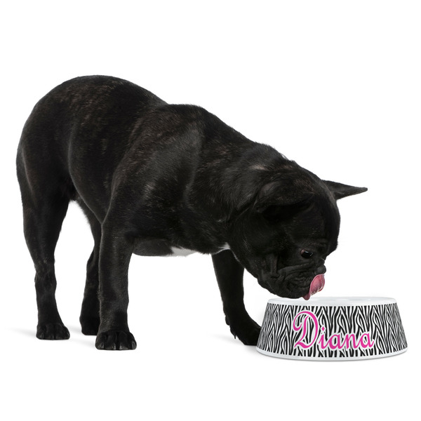 Zebra Print Plastic Pet Bowls - Medium - LIFESTYLE