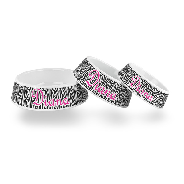 Zebra Print Plastic Pet Bowls - PARENT MAIN