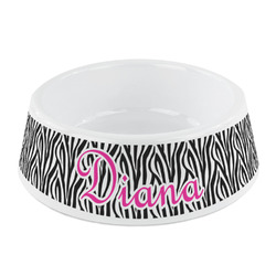 Zebra Print Plastic Dog Bowl - Small (Personalized)