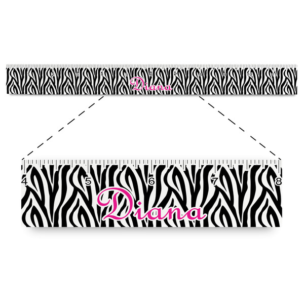 Custom Zebra Print Plastic Ruler - 12" (Personalized)