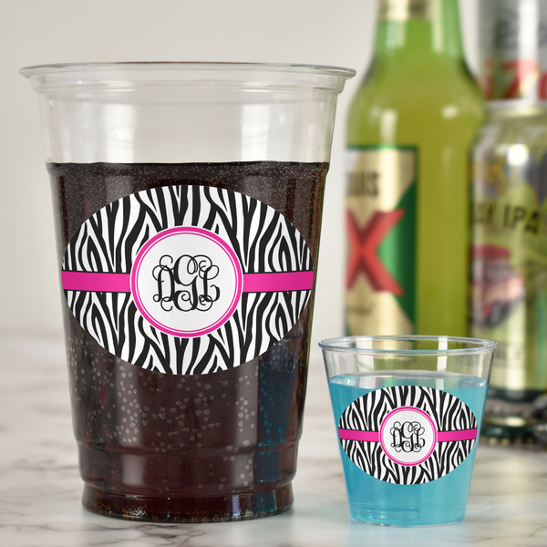 Zebra Print Plastic Shot Glasses - In Context