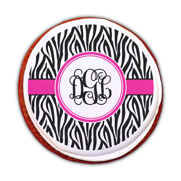 Zebra Print Printed Icing Circle - Medium - On Cookie