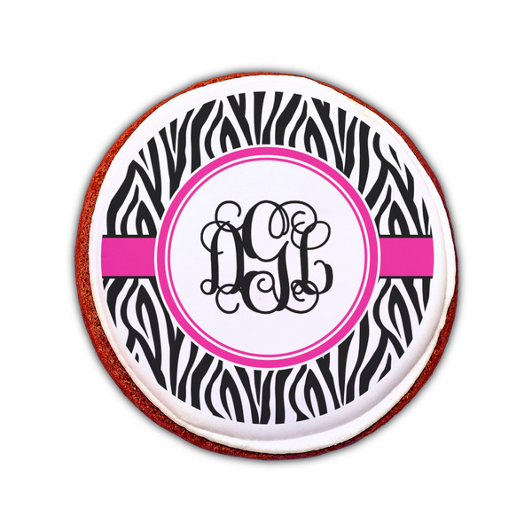 Zebra Print Printed Icing Circle - Small - On Cookie