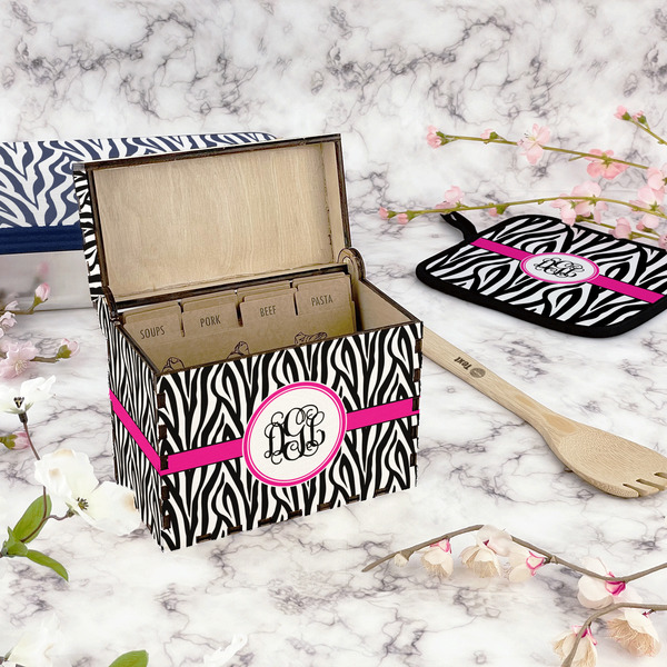 Zebra Print Recipe Box - Full Color - In Context