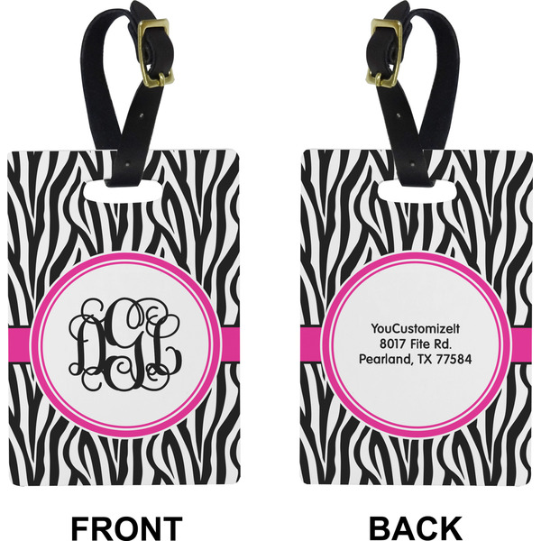 Zebra Print Rectangle Luggage Tag (Front + Back)