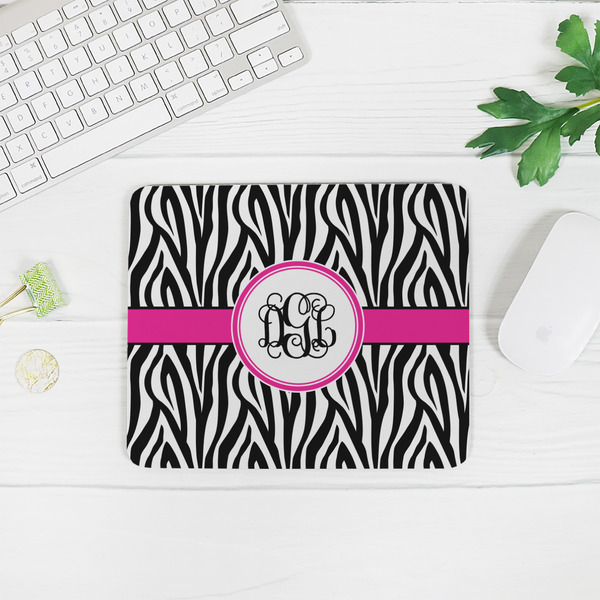 Zebra Print Rectangular Mouse Pad - LIFESTYLE 2
