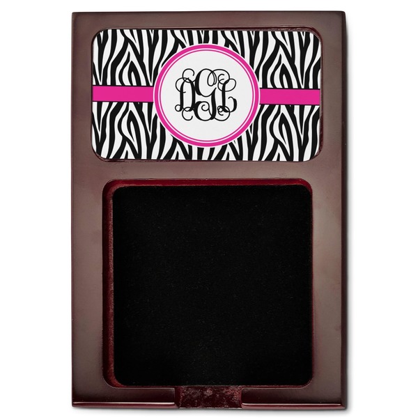 Zebra Print Red Mahogany Sticky Note Holder - Flat