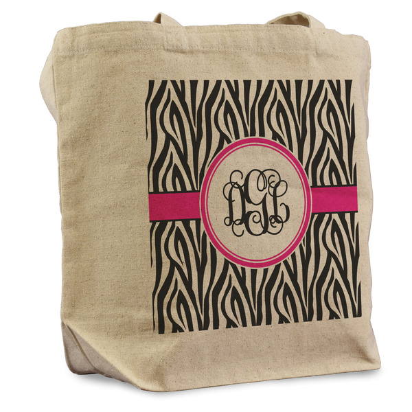 Custom Zebra Print Reusable Cotton Grocery Bag (Personalized)