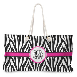 Zebra Print Large Tote Bag with Rope Handles (Personalized)