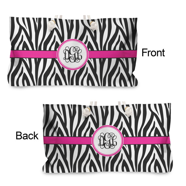 Zebra Print Large Rope Tote - From & Back View
