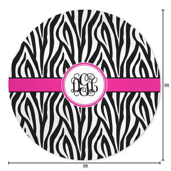 Zebra Print Round Area Rug - Size