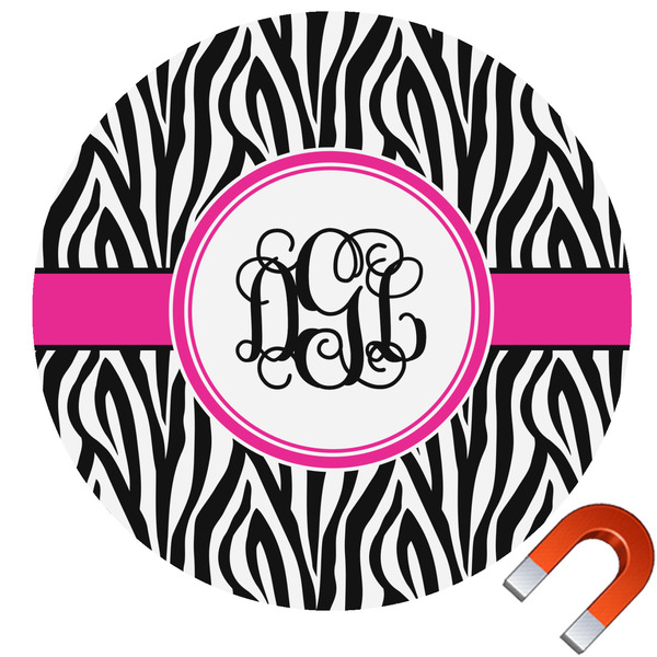 Custom Zebra Print Round Car Magnet - 10" (Personalized)