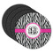 Zebra Print Round Rubber Backed Coasters - Set of 4 (Personalized)
