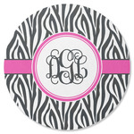 Zebra Print Round Rubber Backed Coaster (Personalized)