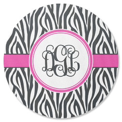Zebra Print Round Rubber Backed Coaster (Personalized)