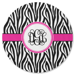 Zebra Print Round Rubber Backed Coaster (Personalized)
