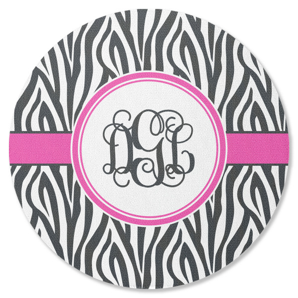 Custom Zebra Print Round Rubber Backed Coaster (Personalized)