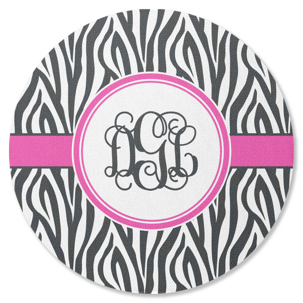 Zebra Print Round Coaster Rubber Back - Single