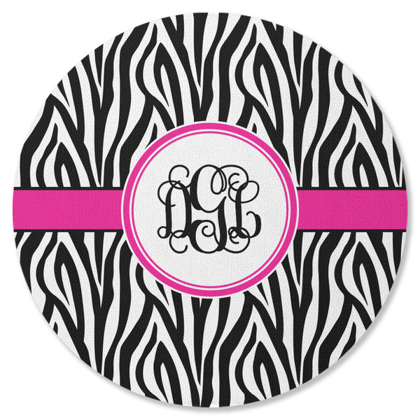 Zebra Print Round Coaster Rubber Back - Single