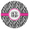 Zebra Print Round Rubber Backed Coaster (Personalized)