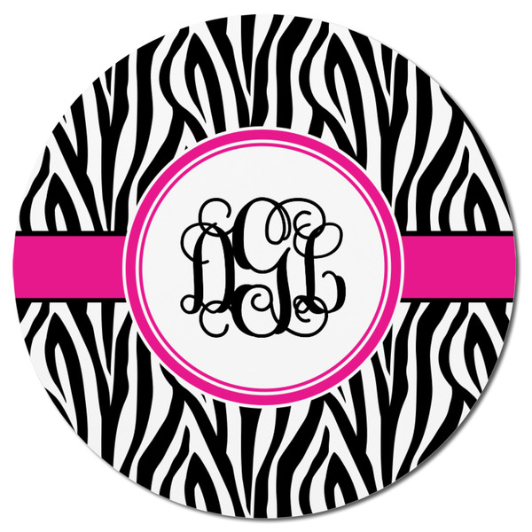 Zebra Print Round Fridge Magnet - FRONT