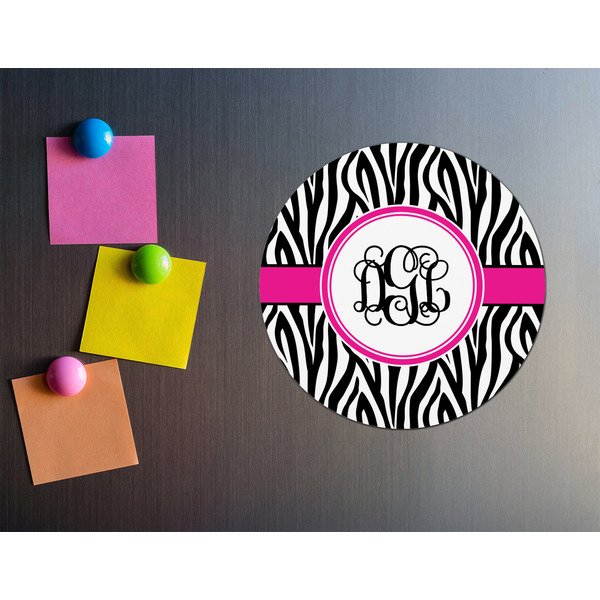 Zebra Print Round Fridge Magnet - LIFESTYLE