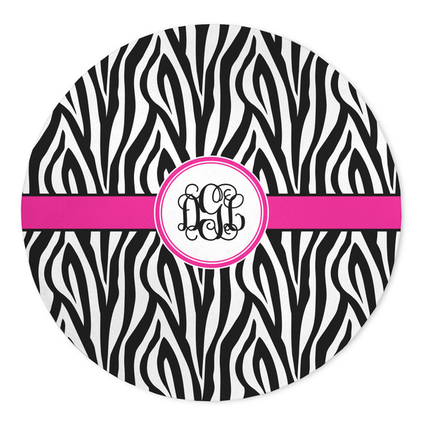Custom Zebra Print 5' Round Indoor Area Rug (Personalized)