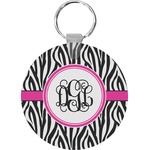 Zebra Print Round Plastic Keychain (Personalized)