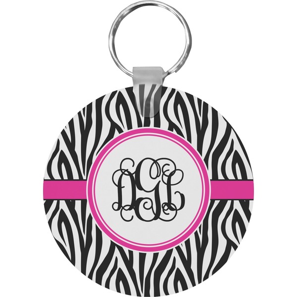 Custom Zebra Print Round Plastic Keychain (Personalized)