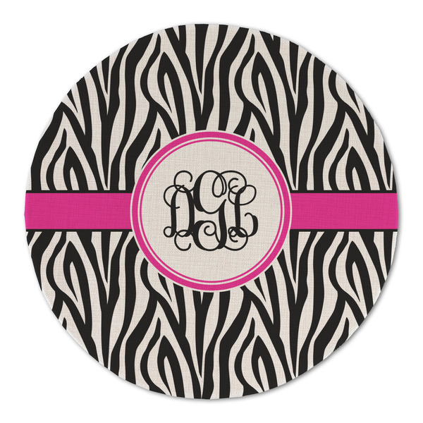 Zebra Print Round Linen Placemats - FRONT (Double Sided)
