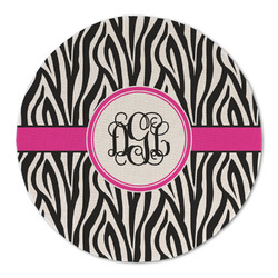 Zebra Print Round Linen Placemat (Personalized)