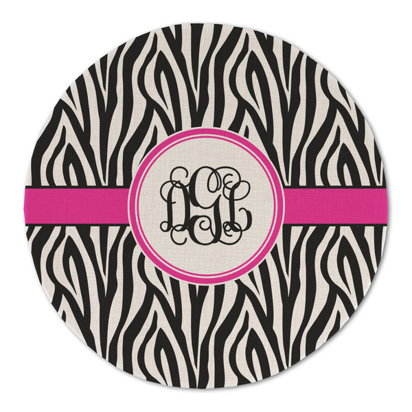 Custom Zebra Print Round Linen Placemat - Single Sided (Personalized)