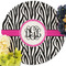 Zebra Print Round Linen Placemats - Front (w flowers)