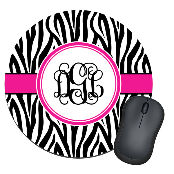 Custom Zebra Print Round Mouse Pad (Personalized)