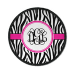 Zebra Print Iron On Round Patch w/ Monogram