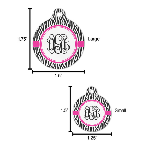 Zebra Print Round Pet ID Tag - Large - Comparison Scale