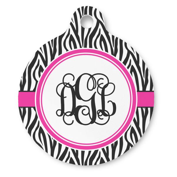 Custom Zebra Print Round Pet ID Tag - Large (Personalized)