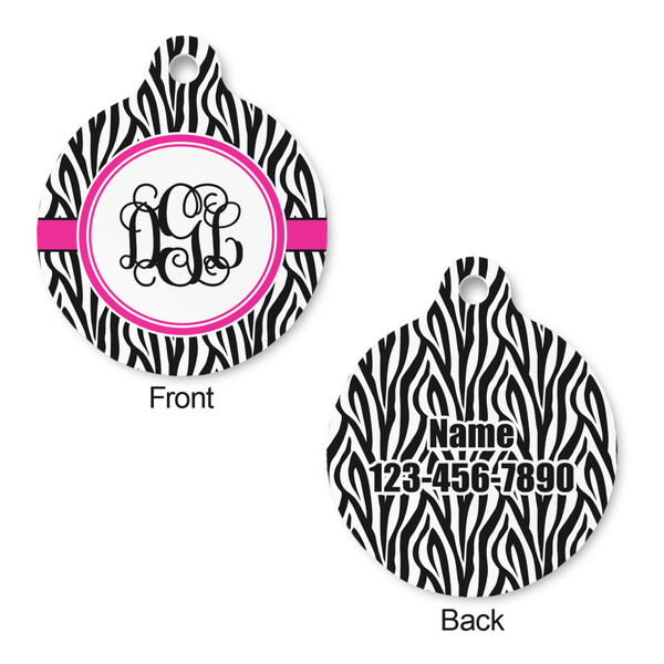 Zebra Print Round Pet Tag - Front & Back