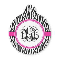 Zebra Print Round Pet ID Tag - Small (Personalized)