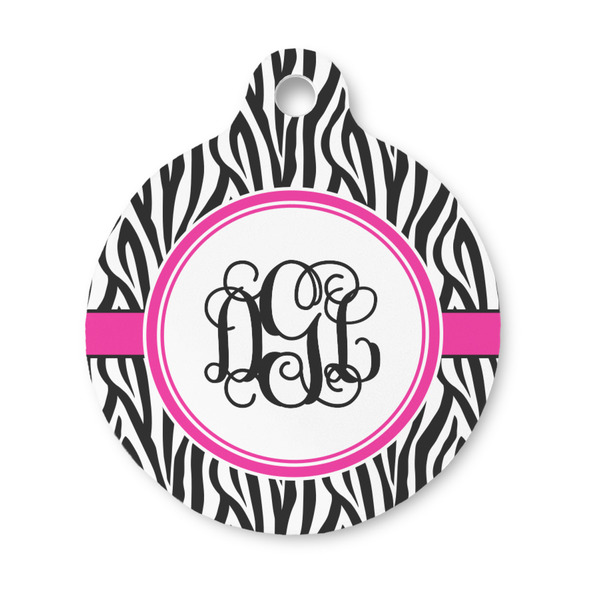 Custom Zebra Print Round Pet ID Tag - Small (Personalized)