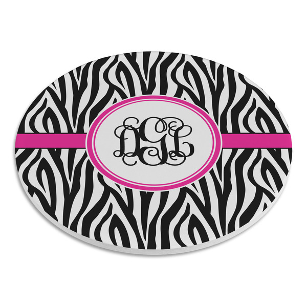 Zebra Print Round Stone Trivet - Angle View