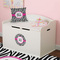 Zebra Print Round Wall Decal on Toy Chest