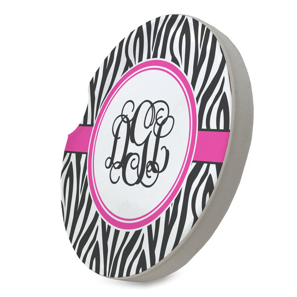 Zebra Print Sandstone Car Coaster - STANDING ANGLE